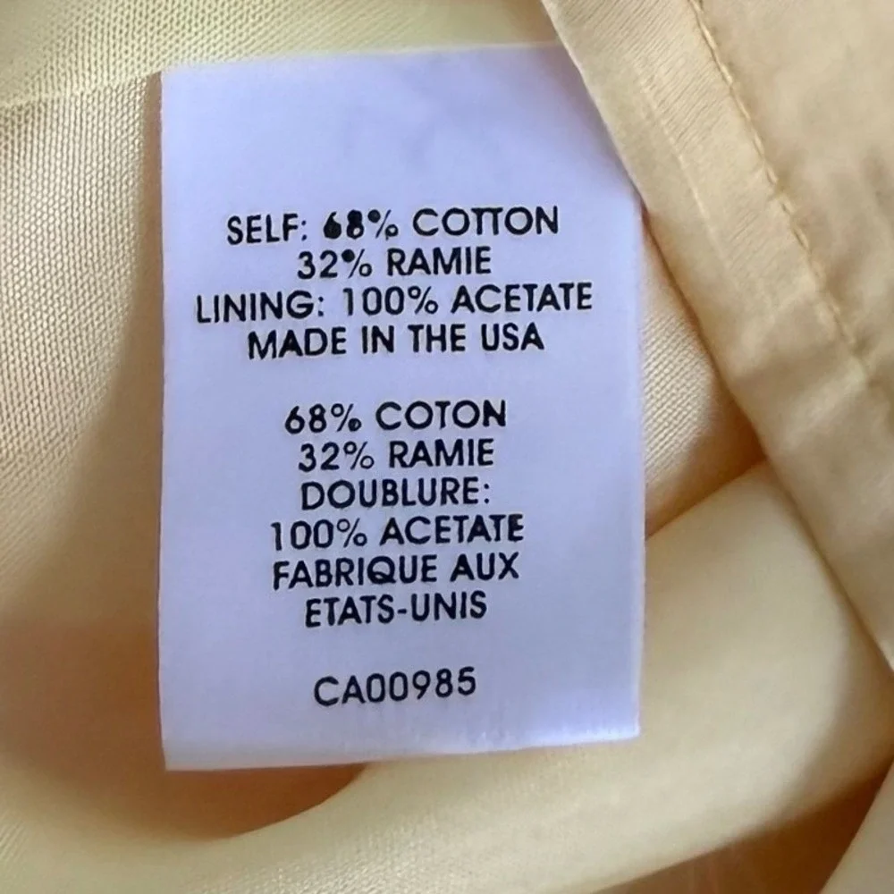Nanette Lepore Yellow Lace Dress Sleeveless Bow Cotton Sheath Wedding Guest SZ 8